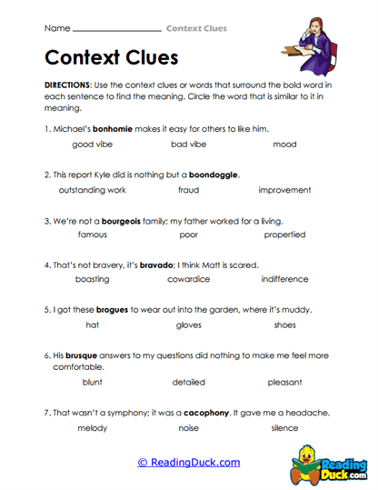 Bold Words Worksheet