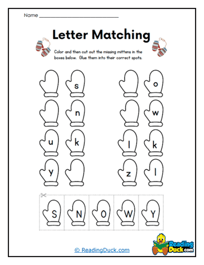 Mitten Match Worksheet