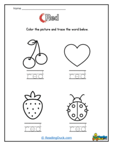 Color Red Worksheets | Reading Duck.com