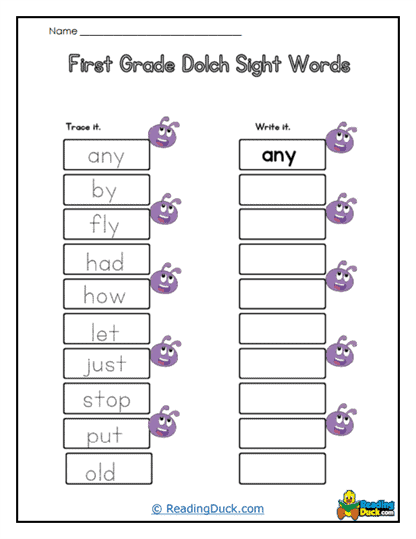 Trace and Write Monsters Worksheet