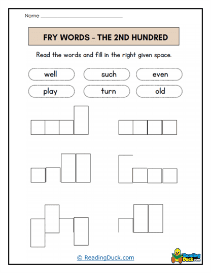Word Fit Worksheet