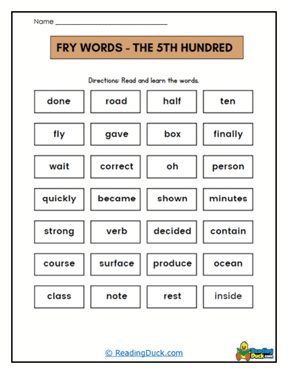 Word Wall Worksheet