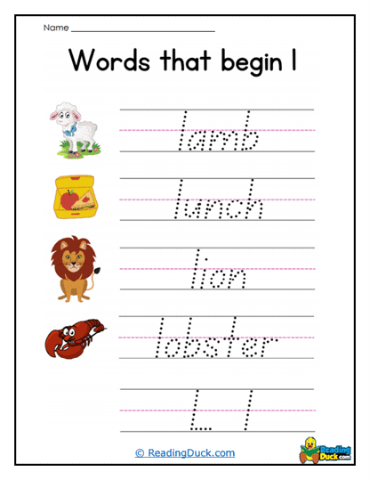 Lively L Worksheet