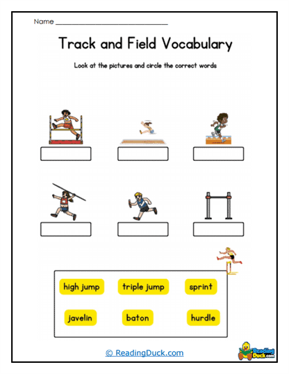 Word Match Sprint Worksheet