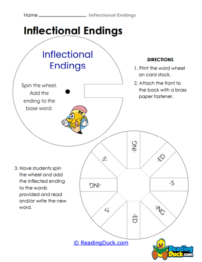 Inflectional Endings Worksheets