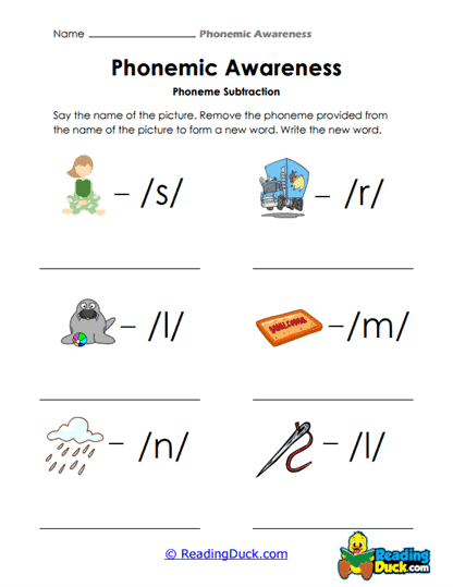 Subtracting Sounds Worksheet