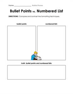 Punctuation Worksheets Bullets Bullet Point Worksheets | Punctuation Collection | Reading Duck.com