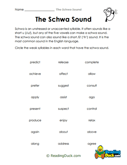 Weak Syllables Worksheet
