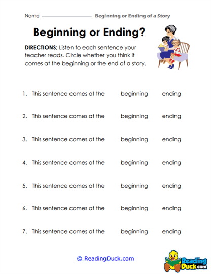 Story Sentence Sort Worksheet