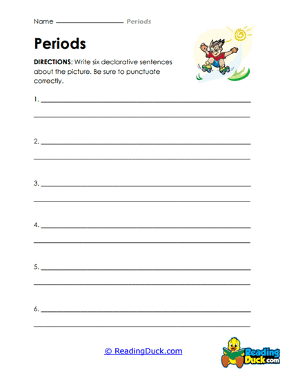 Six Sentences Worksheet