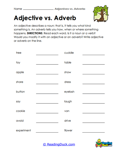 Noun-Verb Decision Worksheet