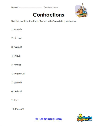 Shorten and Use Worksheet