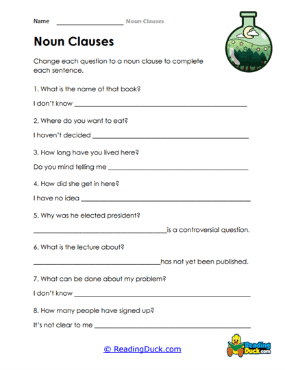 Question Converter Worksheet