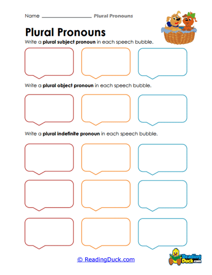 Speech Bubbles Worksheet