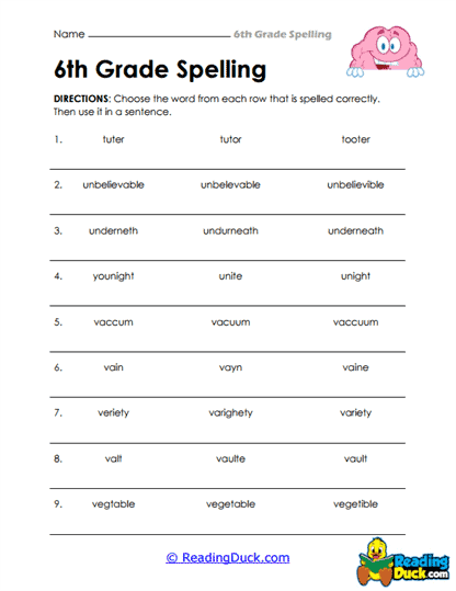 Sentence Choice Worksheet