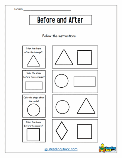 Shape Order Worksheet