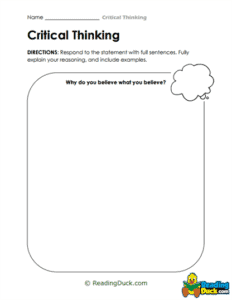 Critical Thinking Worksheets | Reading Skills | Reading Duck.com