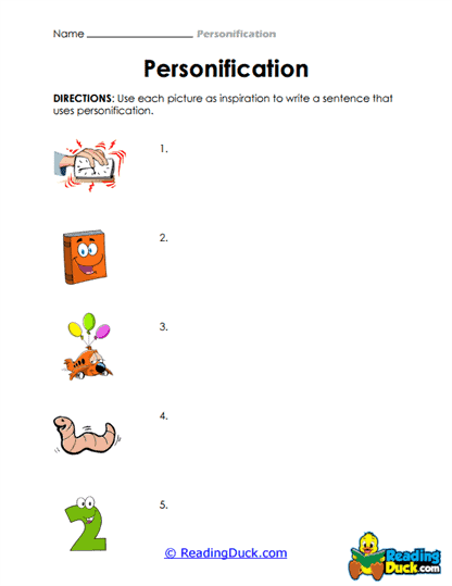 Picture Personification Worksheet