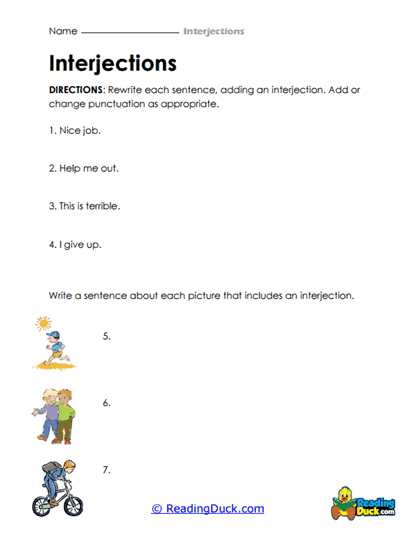 Sentence Starters Worksheet
