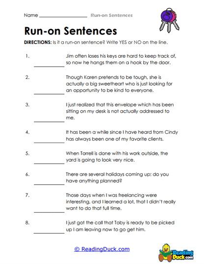 Yes or No Syntax Worksheet