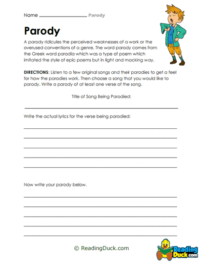 Song Spoofs Worksheet