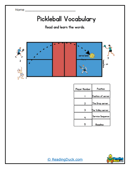 Serve Zones Worksheet