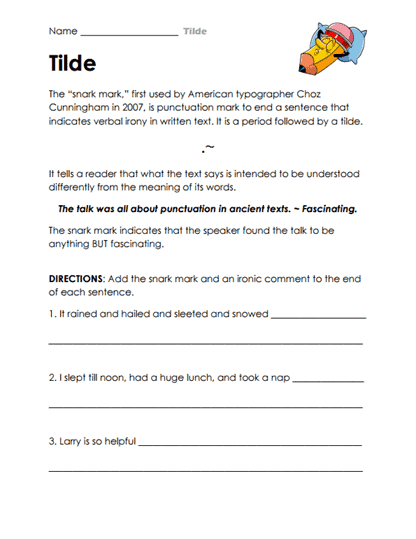Snark Spark Worksheet