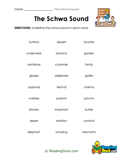 Underline Unstressed Worksheet