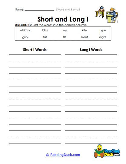 Word Sort Worksheet