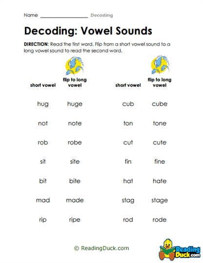 Vowel Flip Worksheet