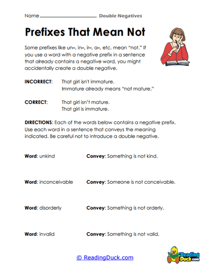Prefix Sense Worksheet