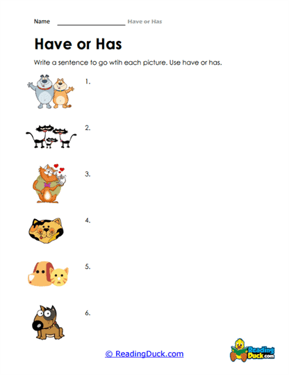 Animal Actions Worksheet