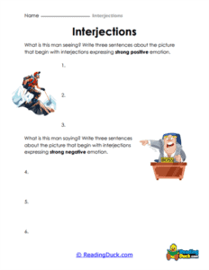 Interjection Worksheets | Grammar Skills | Reading Duck.com