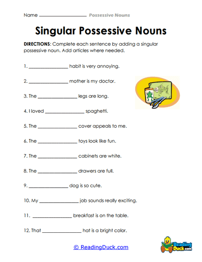 Singular Skills Worksheet
