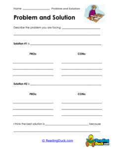Problem and Solution Worksheets | Writing Series | Reading Duck.com