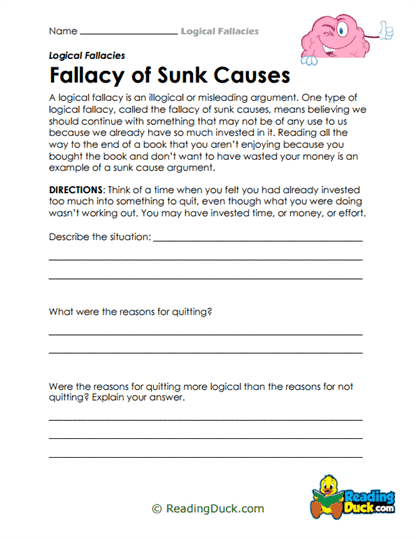 Sunk Cost Trap Worksheet