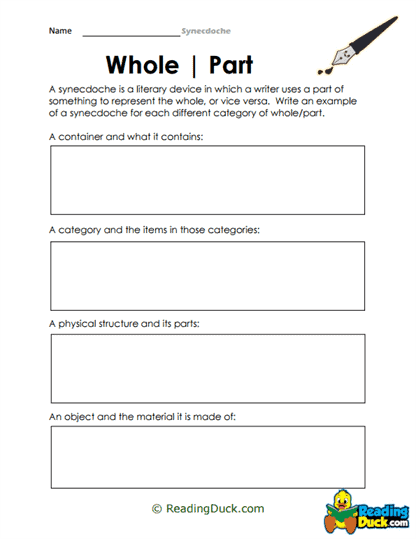 Whole and Part Worksheet