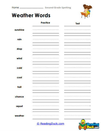 Weather Words Worksheet