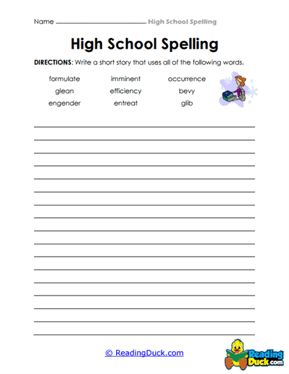 Story Words Worksheet