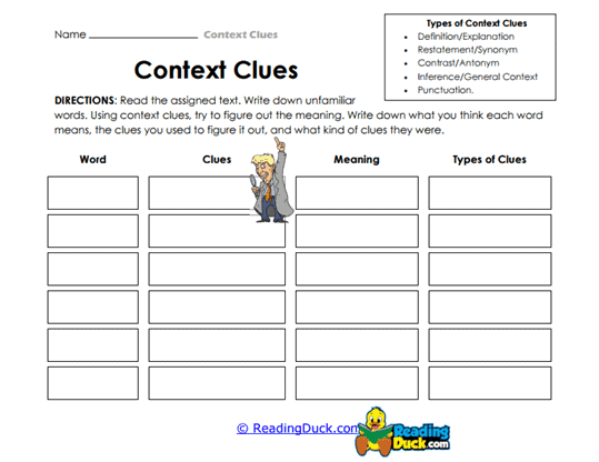 Clue Detective Worksheet