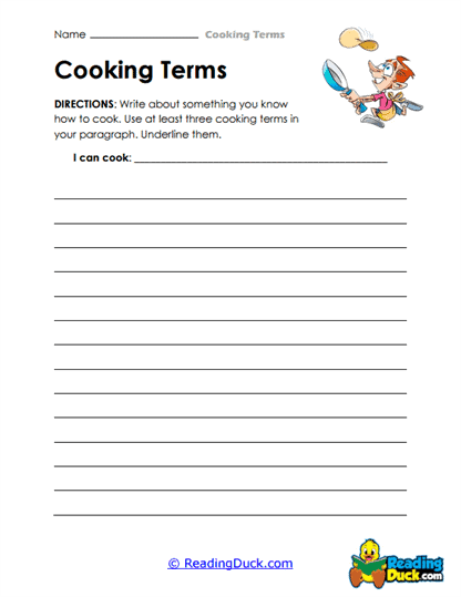 Recipe Write-up Worksheet