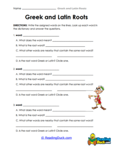 Papered Latin Roots Worksheet.pdf Greek and Latin Roots Worksheets | Vocabulary | Reading Duck.com