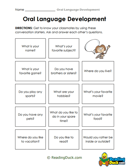 Conversation Starters Worksheet