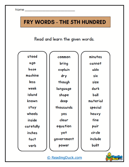 Word Bank Worksheet