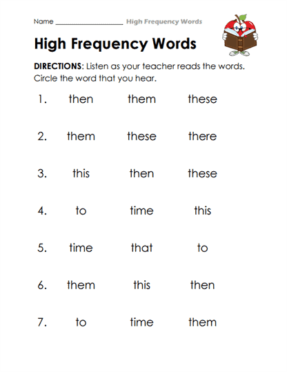 Listen and Circle Worksheet