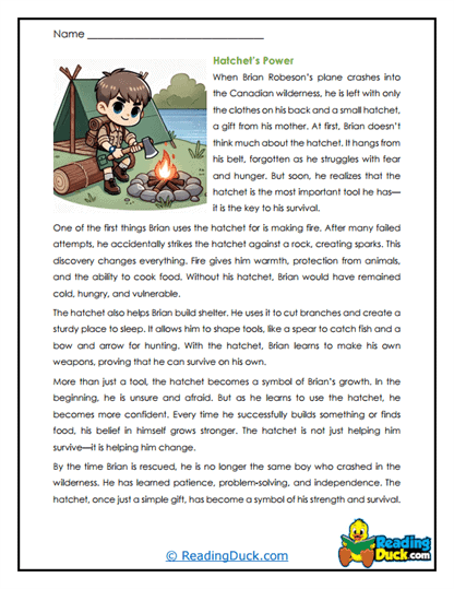 Hatchet Power Worksheet