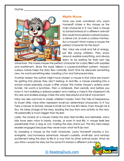 Mighty Mouse Worksheet