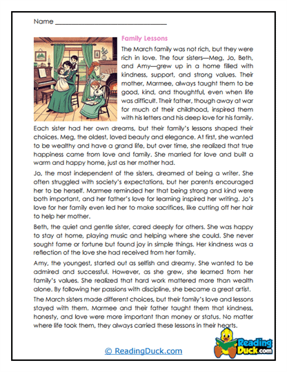 Family Lessons Worksheet