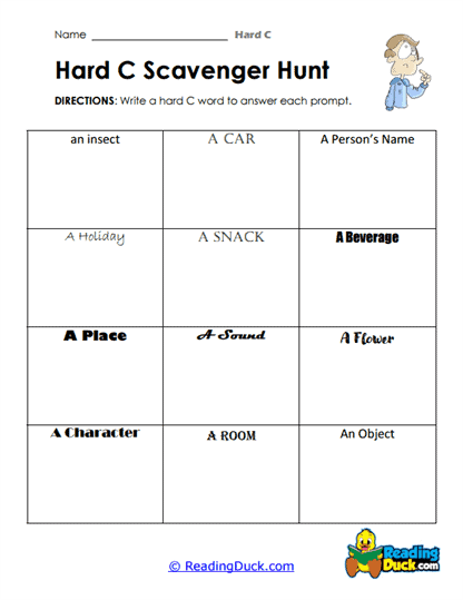 Zesty Hunt Worksheet