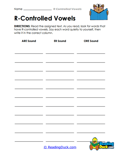 Vowel Sort Worksheet